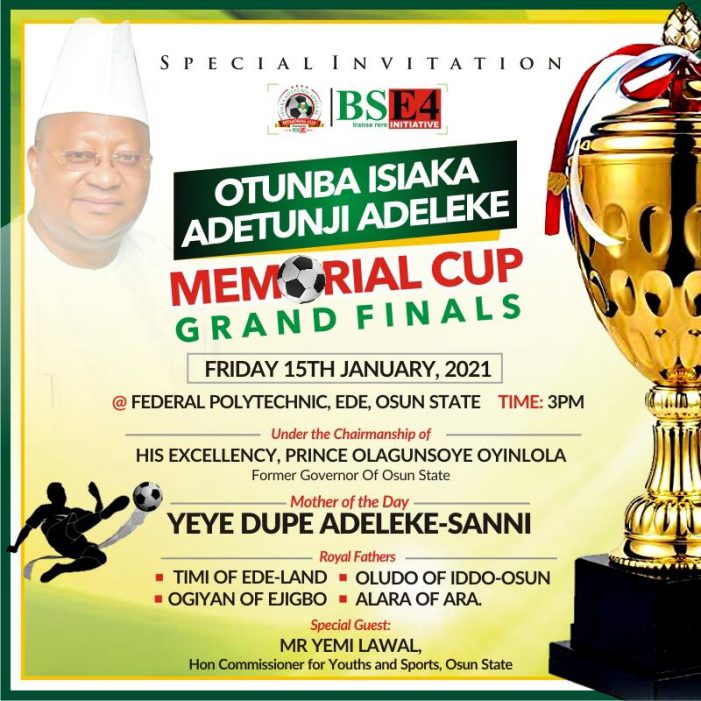 Otunba Isiaka Adeleke Memorial Cup: Tanjo Surprise to Battle Adelele Dynasty in Final